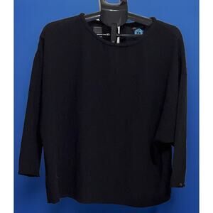 Lord Taylor 3/4 sleeve Black chiffon Blouse Size XL